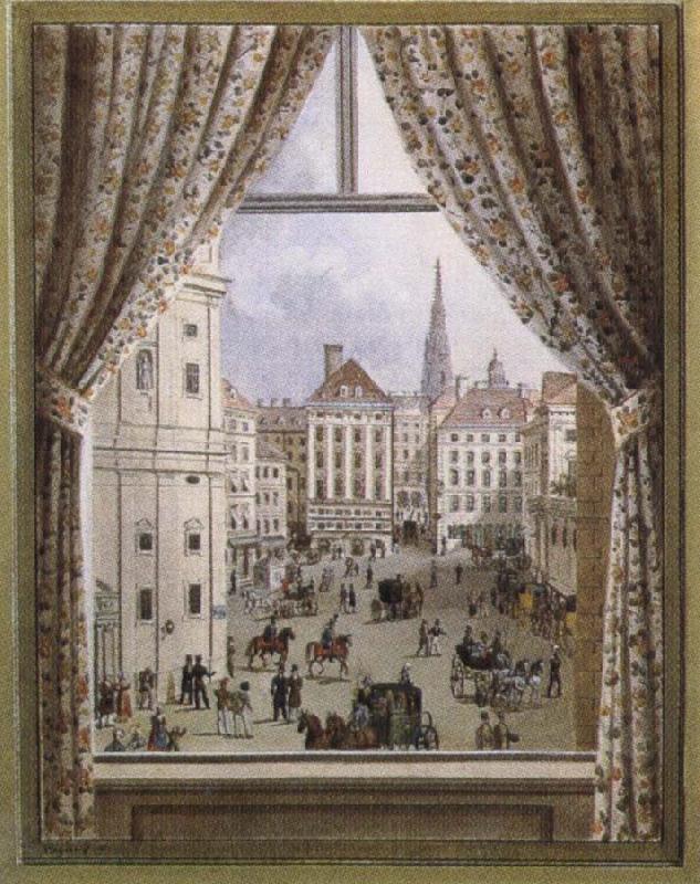 franz von schober a view of a viennese square in Spain oil painting art